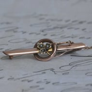 Antique Edwardian 9ct Rose Gold Bar Brooch Seed Pearl Ivy Leaf Victorian Pin - 5