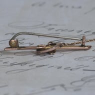 Antique Edwardian 9ct Rose Gold Bar Brooch Seed Pearl Ivy Leaf Victorian Pin - 7