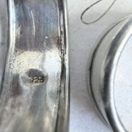 Sterling Silver Hoop Earrings Wide Concave Half Hoops Chunky Modernist Studs - 3