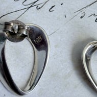 Vintage Sterling Silver Open Heart Stud Earrings Twist Ribbon Modernist Love Polished - 3