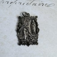 Antique Silver Our Lady of Lourdes Medal Pendant Virgin Mary Bernadette Grotto - 6