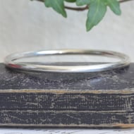 Vintage Sterling Silver Bangle Plain Round Solid Slip On Stacking Minimalist