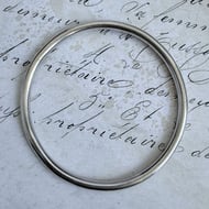 Vintage Sterling Silver Bangle Plain Round Solid Slip On Stacking Minimalist - 3