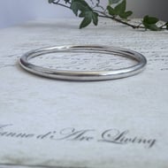 Vintage Sterling Silver Bangle Plain Round Solid Slip On Stacking Minimalist - 4
