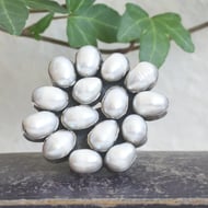 Sterling Silver Pearl Cluster Ring Baroque Pearls Statement Cocktail Heavy