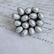 Sterling Silver Pearl Cluster Ring Baroque Pearls Statement Cocktail Heavy - 5