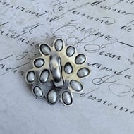 Sterling Silver Pearl Cluster Ring Baroque Pearls Statement Cocktail Heavy - 7