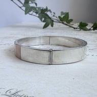 Pink Mother of Pearl Bangle Sterling Silver Panel Inlay Bracelet Modernist Shell - 5