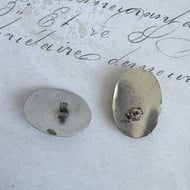 Silver Plated Red Stone Earrings Oval Shadowbox Southwestern Boho  - 2