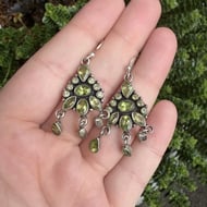 Sterling Silver Peridot Chandelier Earrings Green Drop Statement Dangly - 2