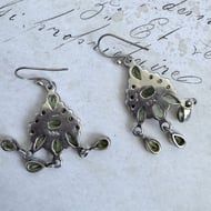 Sterling Silver Peridot Chandelier Earrings Green Drop Statement Dangly - 4
