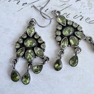 Sterling Silver Peridot Chandelier Earrings Green Drop Statement Dangly - 5