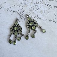 Sterling Silver Peridot Chandelier Earrings Green Drop Statement Dangly - 6