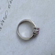 Pink CZ Solitaire Ring Sterling Silver Round Cut Accented Band Engagement Style - 5