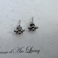 Lilac CZ Flower Stud Earrings Silver Daisy Open Wire Studs Purple Small Floral - 3