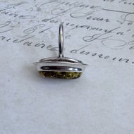 Sterling Silver Green Amber Ring Large Oval Cabochon Statement Cocktail Boho - 5