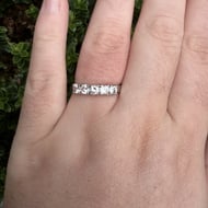 Sterling Silver CZ Five Stone Ring Half Eternity Cubic Zirconia Band Bridal - 3