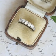 Sterling Silver CZ Five Stone Ring Half Eternity Cubic Zirconia Band Bridal