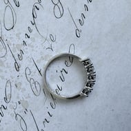 Sterling Silver CZ Five Stone Ring Half Eternity Cubic Zirconia Band Bridal - 6
