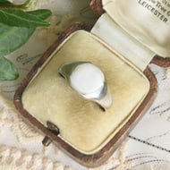 Sterling Silver Signet Ring Plain Oval Blank Face Engravable Pinky Unisex Vintage