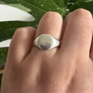 Sterling Silver Signet Ring Plain Oval Blank Face Engravable Pinky Unisex Vintage - 3