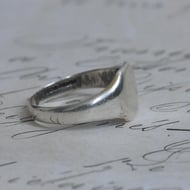Sterling Silver Signet Ring Plain Oval Blank Face Engravable Pinky Unisex Vintage - 7