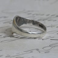 Sterling Silver Signet Ring Plain Oval Blank Face Engravable Pinky Unisex Vintage - 10