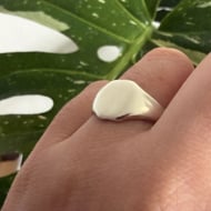 Sterling Silver Signet Ring Plain Oval Blank Face Engravable Pinky Unisex Vintage - 4