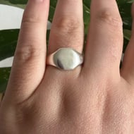 Sterling Silver Signet Ring Plain Oval Blank Face Engravable Pinky Unisex Vintage - 2