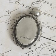 Antique Victorian Sterling Silver Locket Oval Engraved Star Set Aesthetic Pendant - 5