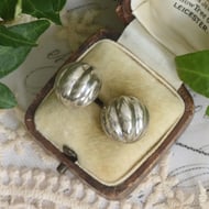 Vintage Sterling Silver Dome Stud Earrings Chunky Swirl Fluted Ball Modernist Statement
