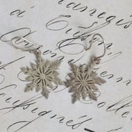 Sterling Silver Snowflake Drop Earrings Winter Christmas Gift Dangle Festive Boho - 3