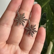 Sterling Silver Snowflake Drop Earrings Winter Christmas Gift Dangle Festive Boho - 2