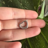 Sterling Silver Open Heart Pendant Chunky Love Cut Out Charm Boho Minimalist - 2