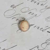 Sterling Silver Shell Cameo Pendant Carved Lady Profile Charm Vintage Pink - 3