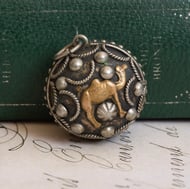 Vintage Silver Plated Elephant Camel Orb Pendant Boho Ropework Sphere Charm - 3