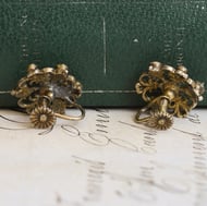 Antique Austro Hungarian Silver Gilt Earrings Seed Pearl Turquoise Garnet Screw Back - 8