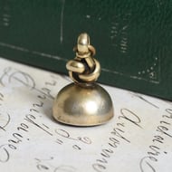 Antique Gilt Lovers Knot Seal Fob Banded Agate Watch Chain Pendant Wax Seal Charm