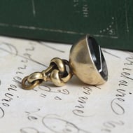 Antique Gilt Lovers Knot Seal Fob Banded Agate Watch Chain Pendant Wax Seal Charm - 5