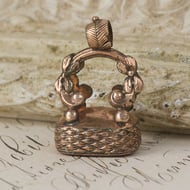 Antique Rose Cased Gold Fob Smokey Quartz Seal Watch Chain Pendant Charm