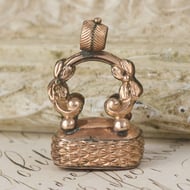 Antique Rose Cased Gold Fob Smokey Quartz Seal Watch Chain Pendant Charm - 7