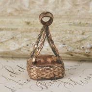 Antique Rose Cased Gold Fob Smokey Quartz Seal Watch Chain Pendant Charm - 8