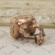 Antique Rose Cased Gold Fob Smokey Quartz Seal Watch Chain Pendant Charm - 9