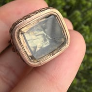 Antique Rose Cased Gold Fob Smokey Quartz Seal Watch Chain Pendant Charm - 3