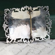 Sterling Silver Niello Brooch Goddess Black Nielloware Pierced Scroll Statement - 2