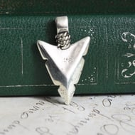 Southwestern Sterling Silver Arrowhead Pendant Turquoise Chip Inlay Arrow Boho Statement - 3