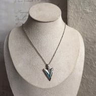 Southwestern Sterling Silver Arrowhead Pendant Turquoise Chip Inlay Arrow Boho Statement - 2