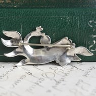 Vintage Sterling Silver Bird Brooch Turquoise Repousse Figural Pin - 2