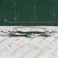 Vintage Sterling Silver Bird Brooch Turquoise Repousse Figural Pin - 4