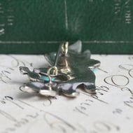 Vintage Sterling Silver Bird Brooch Turquoise Repousse Figural Pin - 5